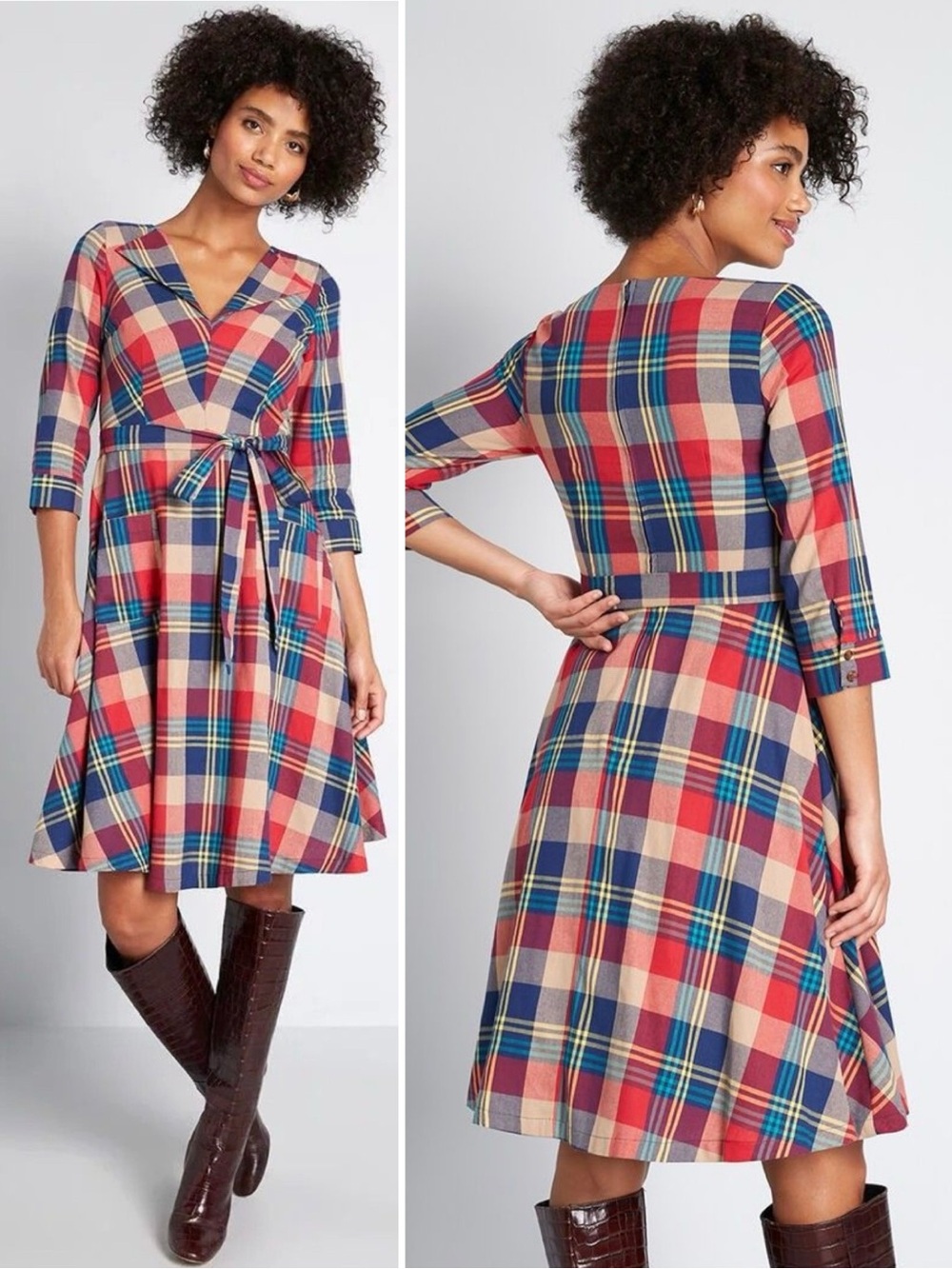 ModCloth Count The Ways A-Line Plaid Dress